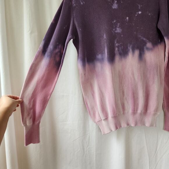 Peruvian Connection pullover Sweater tie dye distressed grunge purple S oversize - Picture 9 of 10